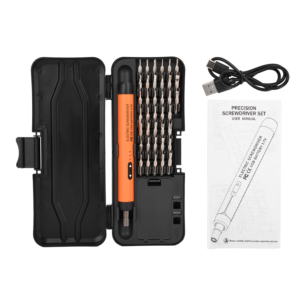 Electric Screwdriver Set Precision Power Tool Kit Rechargeable Wireless Mini Small Bits for Computer Repair Mobile Cell (Orange)